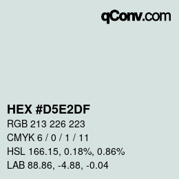 Farbcode: HEX #D5E2DF | qconv.com
