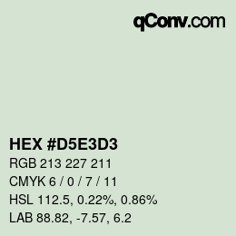 Farbcode: HEX #D5E3D3 | qconv.com