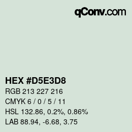 Color code: HEX #D5E3D8 | qconv.com