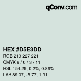 Color code: HEX #D5E3DD | qconv.com