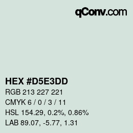Código de color: HEX #D5E3DD | qconv.com