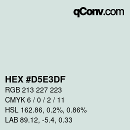 Farbcode: HEX #D5E3DF | qconv.com