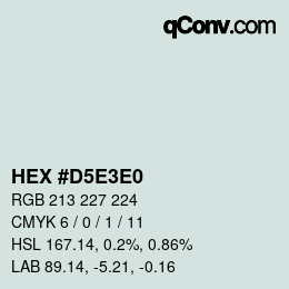 Color code: HEX #D5E3E0 | qconv.com