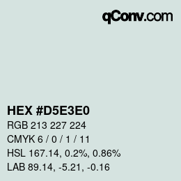 カラーコード: HEX #D5E3E0 | qconv.com