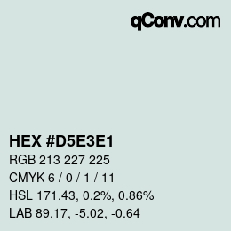 Farbcode: HEX #D5E3E1 | qconv.com