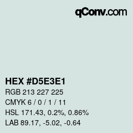 Código de color: HEX #D5E3E1 | qconv.com