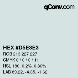 Farbcode: HEX #D5E3E3 | qconv.com