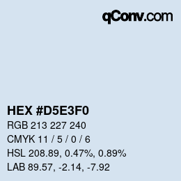 Farbcode: HEX #D5E3F0 | qconv.com