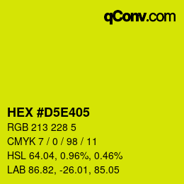 Color code: HEX #D5E405 | qconv.com