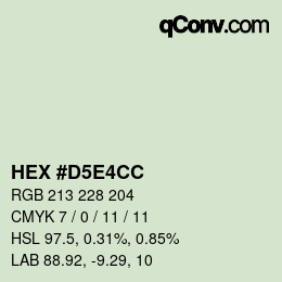 カラーコード: HEX #D5E4CC | qconv.com