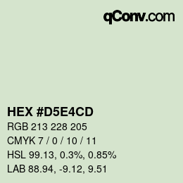 カラーコード: HEX #D5E4CD | qconv.com