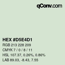 Color code: HEX #D5E4D1 | qconv.com