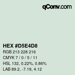 Farbcode: HEX #D5E4D8 | qconv.com