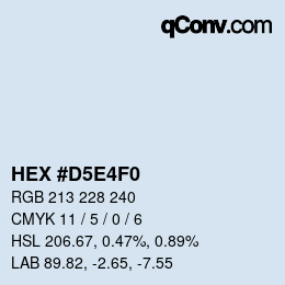 Farbcode: HEX #D5E4F0 | qconv.com