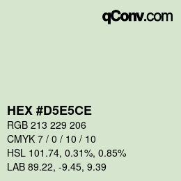 カラーコード: HEX #D5E5CE | qconv.com
