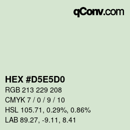 Farbcode: HEX #D5E5D0 | qconv.com