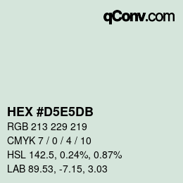 カラーコード: HEX #D5E5DB | qconv.com
