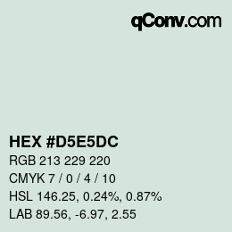 カラーコード: HEX #D5E5DC | qconv.com