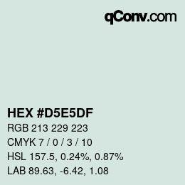 カラーコード: HEX #D5E5DF | qconv.com