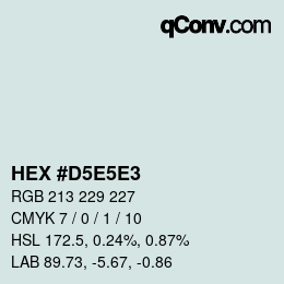 Farbcode: HEX #D5E5E3 | qconv.com