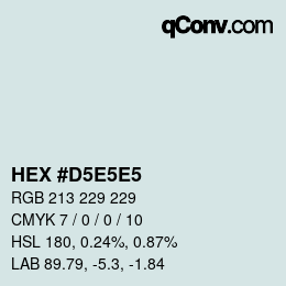 Código de color: HEX #D5E5E5 | qconv.com