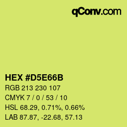 Color code: HEX #D5E66B | qconv.com