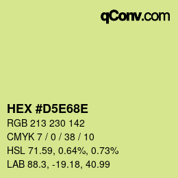 Color code: HEX #D5E68E | qconv.com