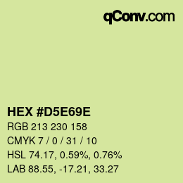 カラーコード: HEX #D5E69E | qconv.com