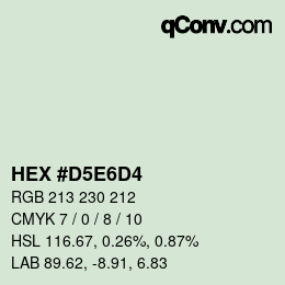 カラーコード: HEX #D5E6D4 | qconv.com