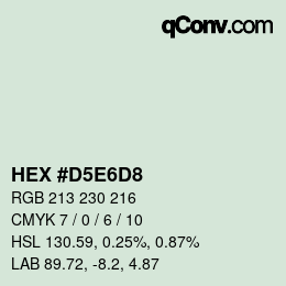 Código de color: HEX #D5E6D8 | qconv.com