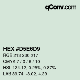 Código de color: HEX #D5E6D9 | qconv.com