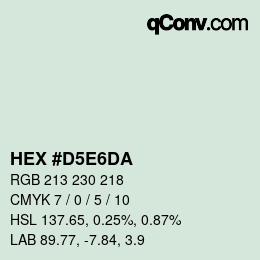 カラーコード: HEX #D5E6DA | qconv.com
