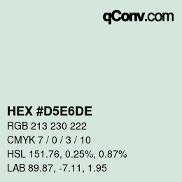 Color code: HEX #D5E6DE | qconv.com