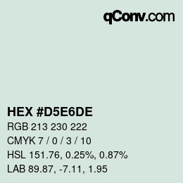 カラーコード: HEX #D5E6DE | qconv.com
