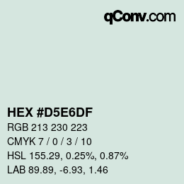 Farbcode: HEX #D5E6DF | qconv.com