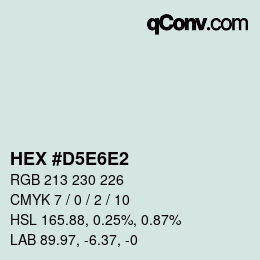 Color code: HEX #D5E6E2 | qconv.com