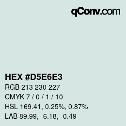 Color code: HEX #D5E6E3 | qconv.com