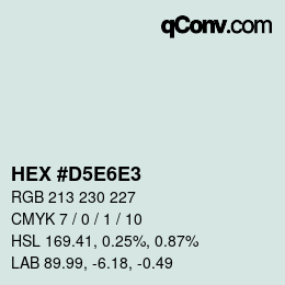 カラーコード: HEX #D5E6E3 | qconv.com