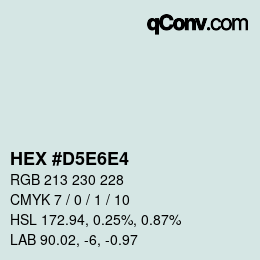 カラーコード: HEX #D5E6E4 | qconv.com