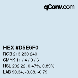 Farbcode: HEX #D5E6F0 | qconv.com