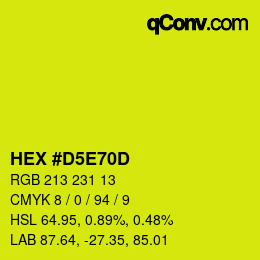 Color code: HEX #D5E70D | qconv.com