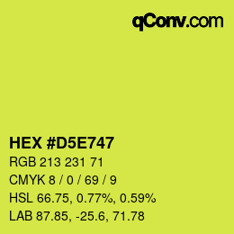 カラーコード: HEX #D5E747 | qconv.com