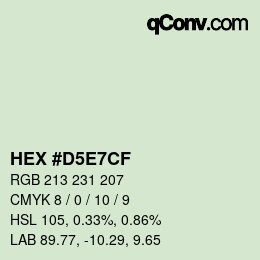 カラーコード: HEX #D5E7CF | qconv.com