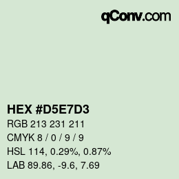 Color code: HEX #D5E7D3 | qconv.com