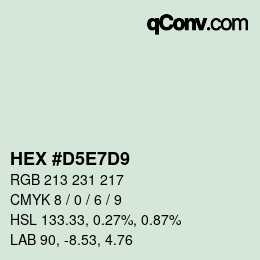 カラーコード: HEX #D5E7D9 | qconv.com