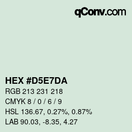 Color code: HEX #D5E7DA | qconv.com