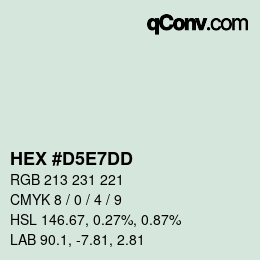 Color code: HEX #D5E7DD | qconv.com