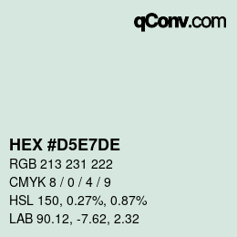 Color code: HEX #D5E7DE | qconv.com