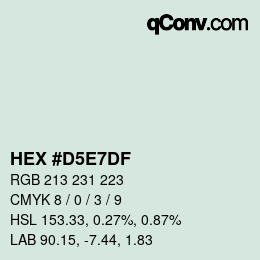 Farbcode: HEX #D5E7DF | qconv.com