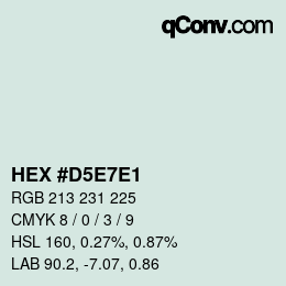 Farbcode: HEX #D5E7E1 | qconv.com
